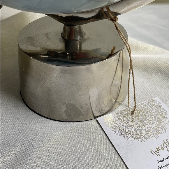 Namaste Handcrafted Elegant Blue World Globe with Silver Stand Rotating - Picture 3 of 9